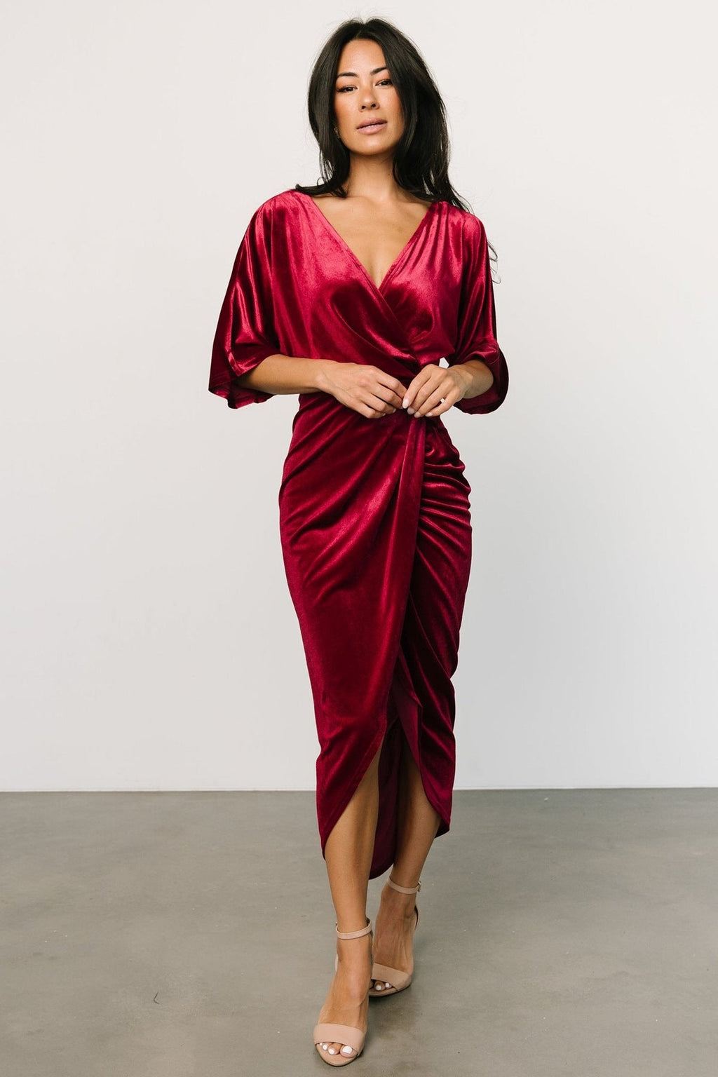 Pleuche Dress V neck Sexy Asymmetric Dress Evening Dress