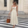 Summer French Vacation Polka Dot Brace Tiered Dress