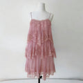 French Romantic Lace Suspender Layered Dress Vacation Lotus Leaf Women Summer Elegant Dress