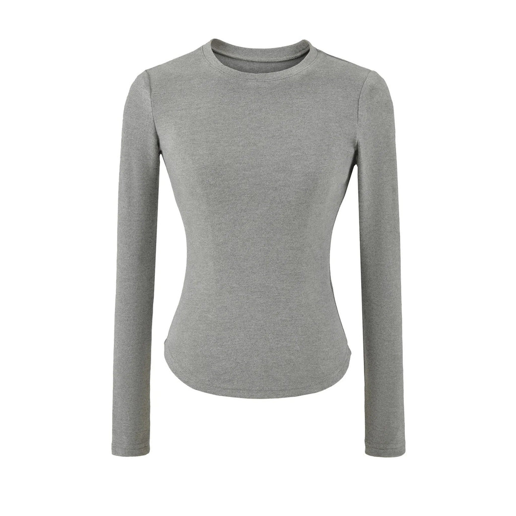 Hourglass Waist Long Sleeve T-Shirt beige