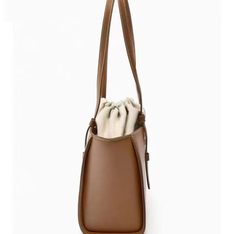 Elegant Women's Tote Purse – Fashionable Versatile Large Capacity Drawstring Bundle, Portable Shoulder Bag with Small Hobo Style hobo