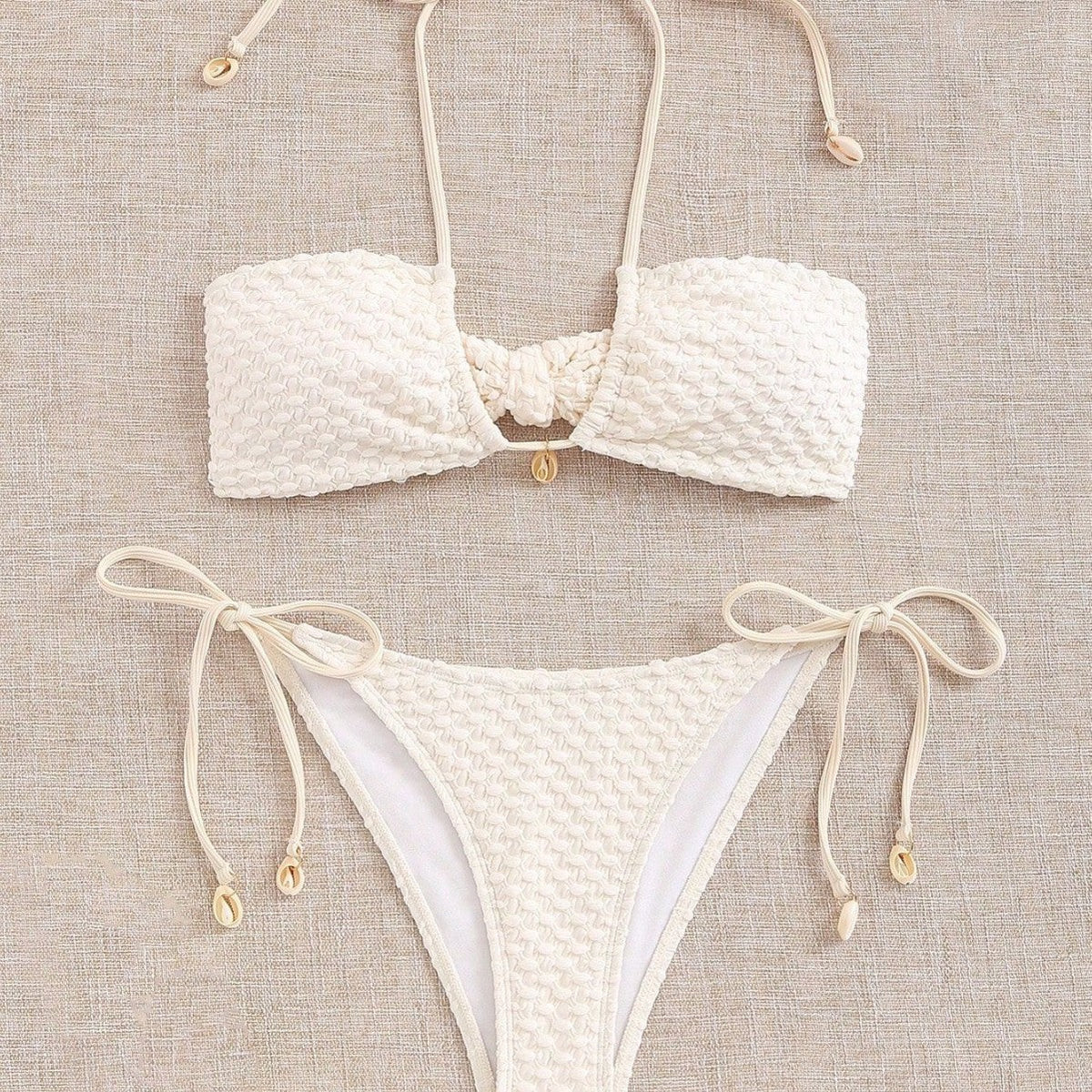 Women's Bikini Two Piece Swimsuit Shell Minimalist Swimsuit Set