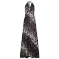 Sexy Party Formal Dress Leopard Print Backless Halter Tied V neck Dress