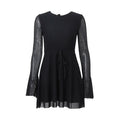 Fall Women Clothing Sexy Park Caiying Same Crew Neck Trumpet Long Sleeve Mesh Dress