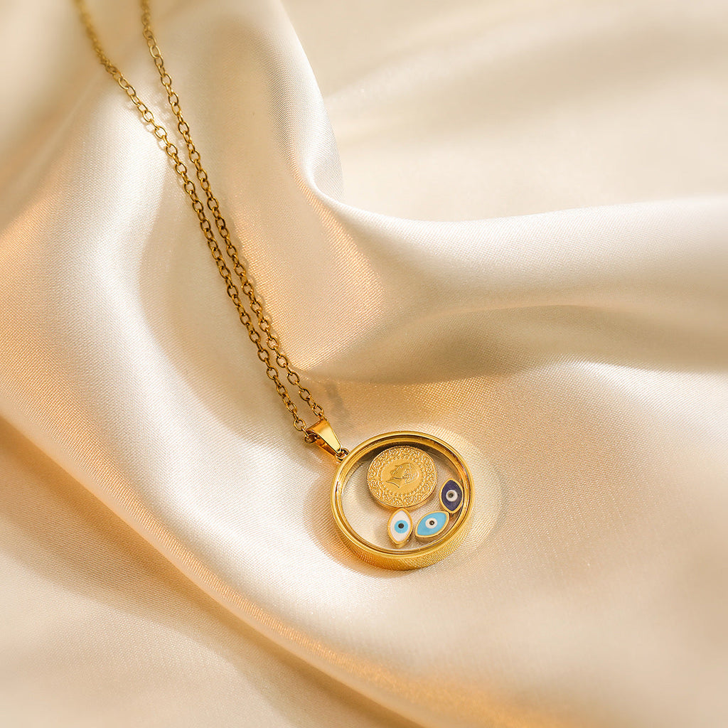 Devil's Eye Geometric Pendant Necklace