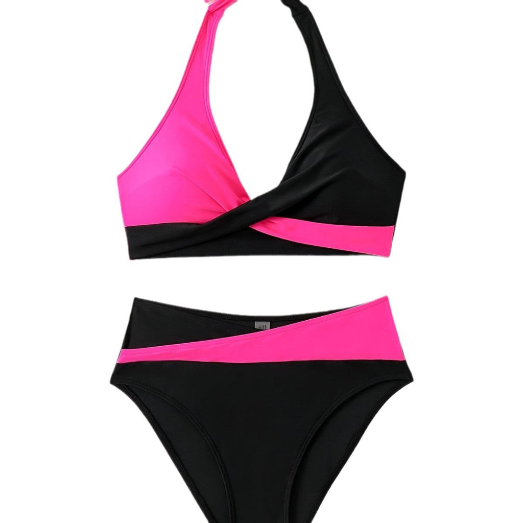 Independent Station Separated Printed Bikini Set Sexy Color Block Swimsuit Women