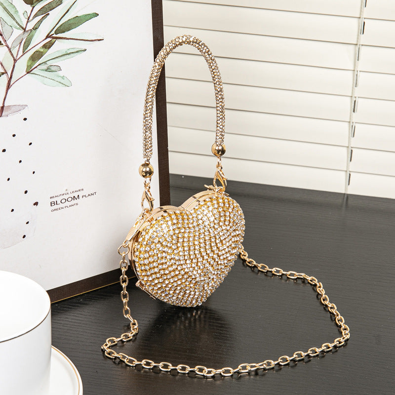 Rhinestone Dinner Bag, Mini heart purse, Small and Exquisite Shiny Dress Bag, Ball Bag, Prom Bag, Party Purse, Prom Bags Clutch, Wedding Purse Evening Purse