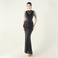 High Neck Fishtail Evening Dress Pearl Embroidery Sequined Crystal Diamond Decorations Red Carpet Wedding Cocktail Dress