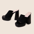 Women Shoes Popular Spring Summer Catwalk Platform Knitted Fashionable Chunky Heel Women High Heel Slippers