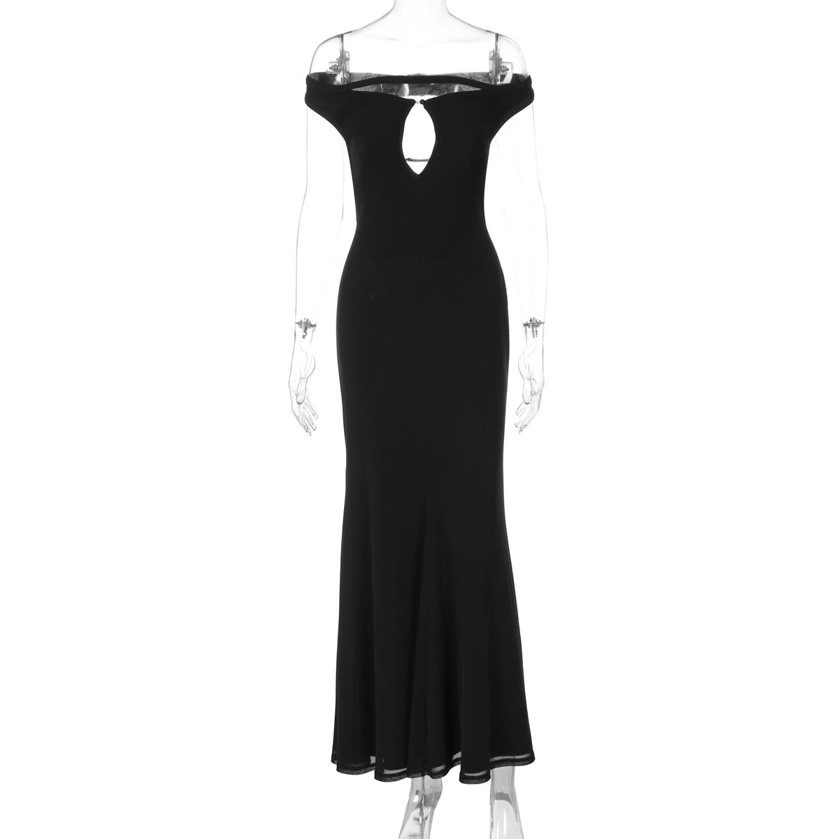 Women Clothing Autumn Winter Sexy Backless Hollow Out Cutout out Solid Color Slim Dress for Women