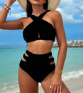 Bikini Two Piece Set Sexy Backless Cross Strap Solid Color Swimsuit Women