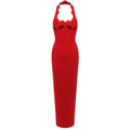 Retro French Black Dress Halter Cut out Advanced Sexy Inner Wear Spring Bandage One Piece Dress