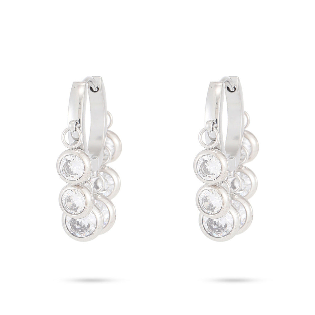 18K Vacuum Gold Plated round Diamond Stainless Steel Earrings for Women Affordable Luxury Colorful Crystals Titanium Steel Earrings Women