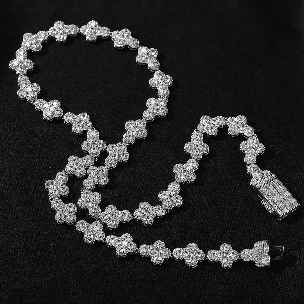 mens gold cross moissanite chain necklace