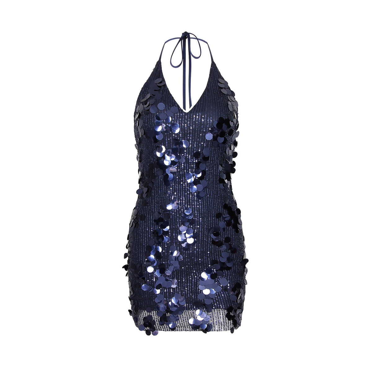 Sexy Women Wear Deep V Plunge Halter Sequ Dress Sexy Nightclub Party Backless Skinny Hip Dress