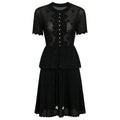 Summer Fashionable Knitted Heavy Embroidery Slimming Short Sleeve Dress for Women