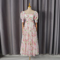 Romantic Retro Dress off Shoulder Heart Shaped Tube Top Boning Corset Waist Slimming Printed Dress
