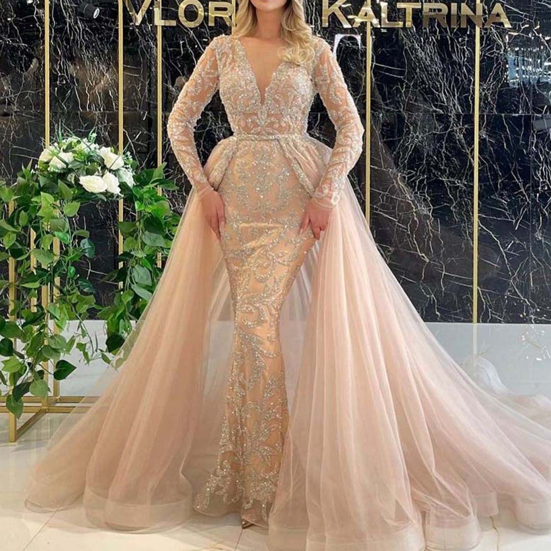 Women Clothing Dress Elegant Trailing French Simplicity Gold Court Gauzy Gown
