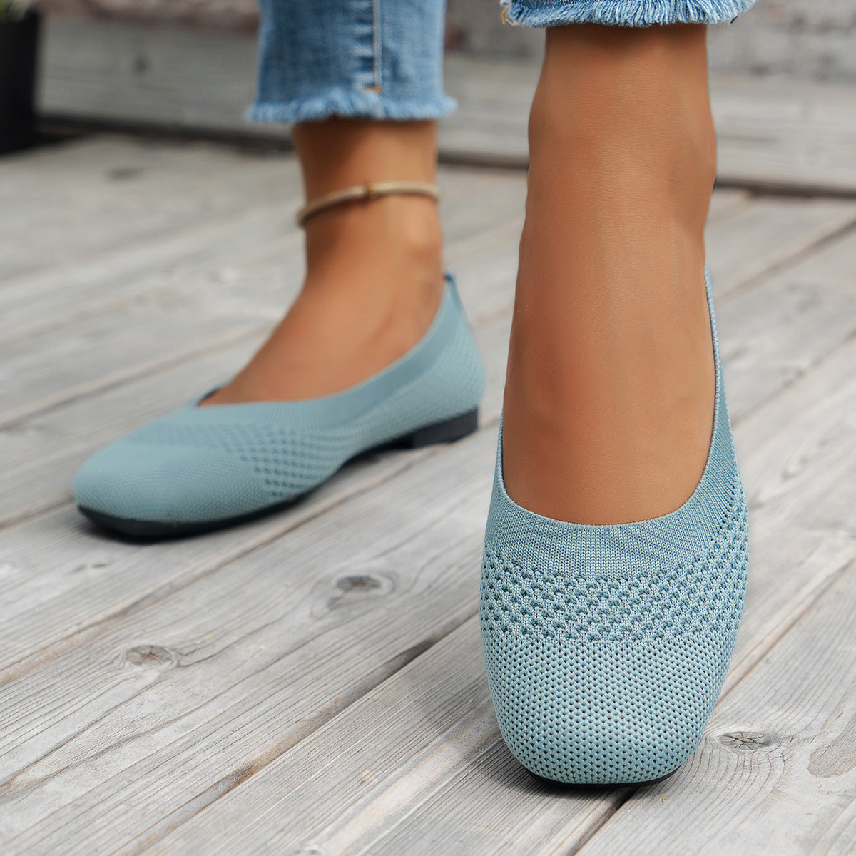 Flying Woven Mesh Shallow-Mouth Women’s Shoes