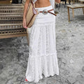 White Lace Casual Vacation A line Skirt Spring Summer Simplicity Lazy Women Clothing