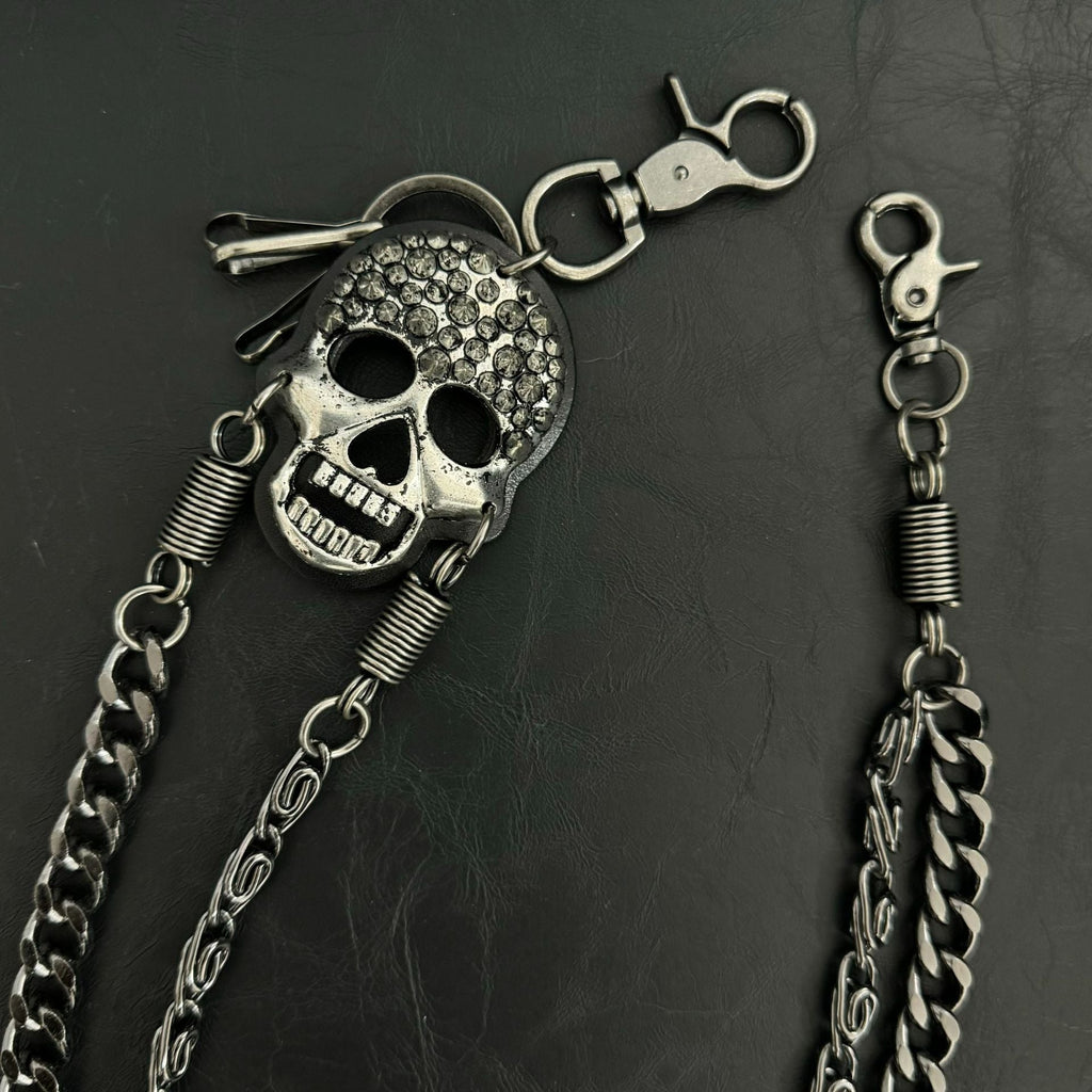 Pirate ghost head punk metal spike double-layer waist chain