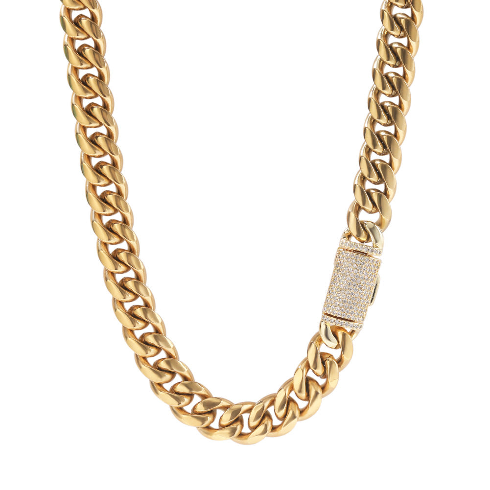 Hip-hop zircon stainless steel zircon necklace