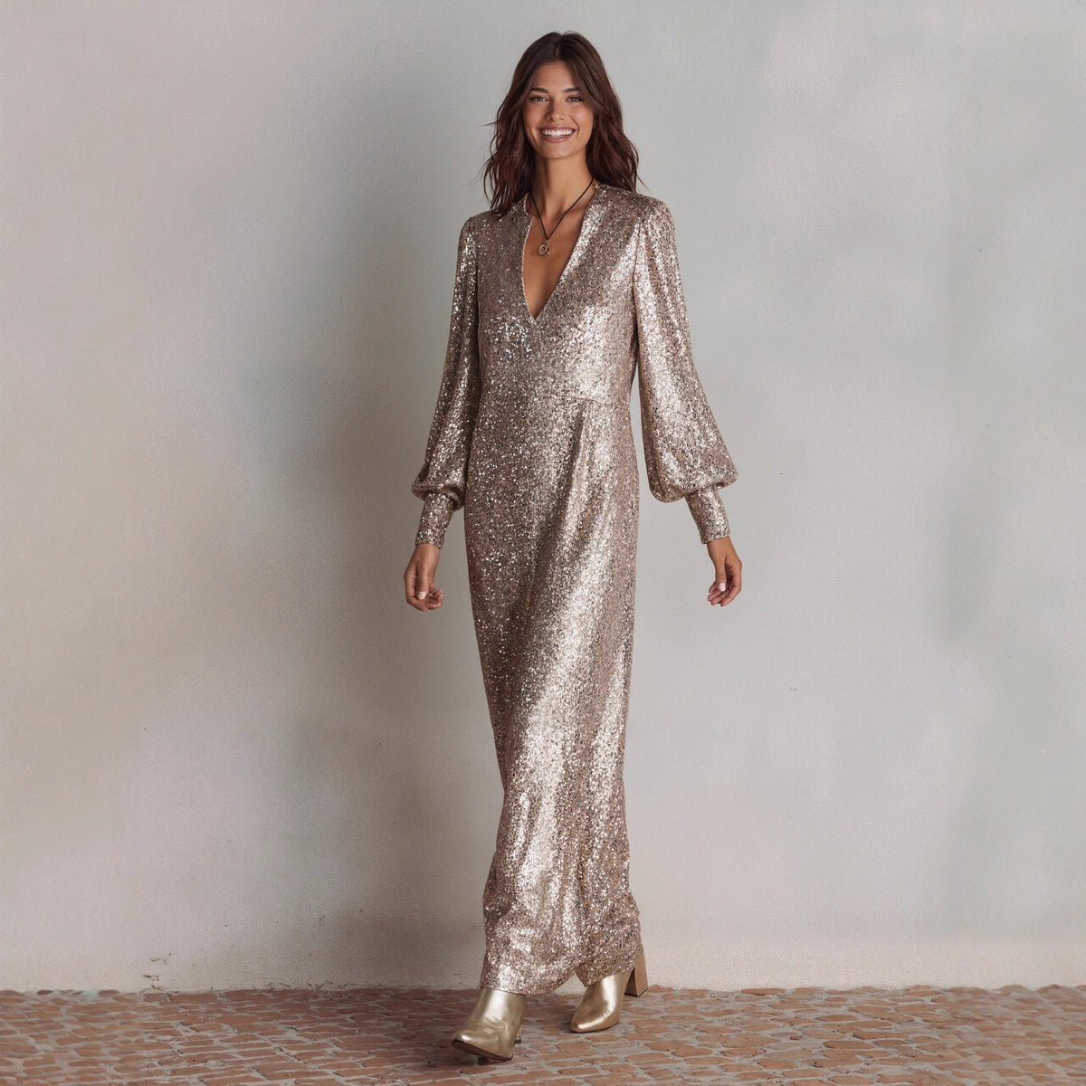 Autumn Winter Long Sleeve Split Sequ Dress Casual Loose Party Dress