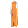 Women Clothing Fitted Waist Pleated Design Hip Dress Round Neck Sleeveless Dress