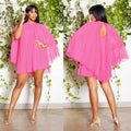 Pleated Chiffon Sexy Bat Dress Elegant Cape Pleated Cape Dress Women