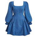 Women Clothing French Long Sleeve Waist Controlled Large Hem Slimming Dress