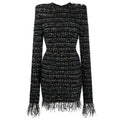Bright Silk Woolen Fringe Long Sleeved Slim Fit Short Dress High Quality Women Clothing