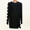 Early Autumn Star Personality Asymmetric Hollow Out Cutout Bow Dress Small Dress