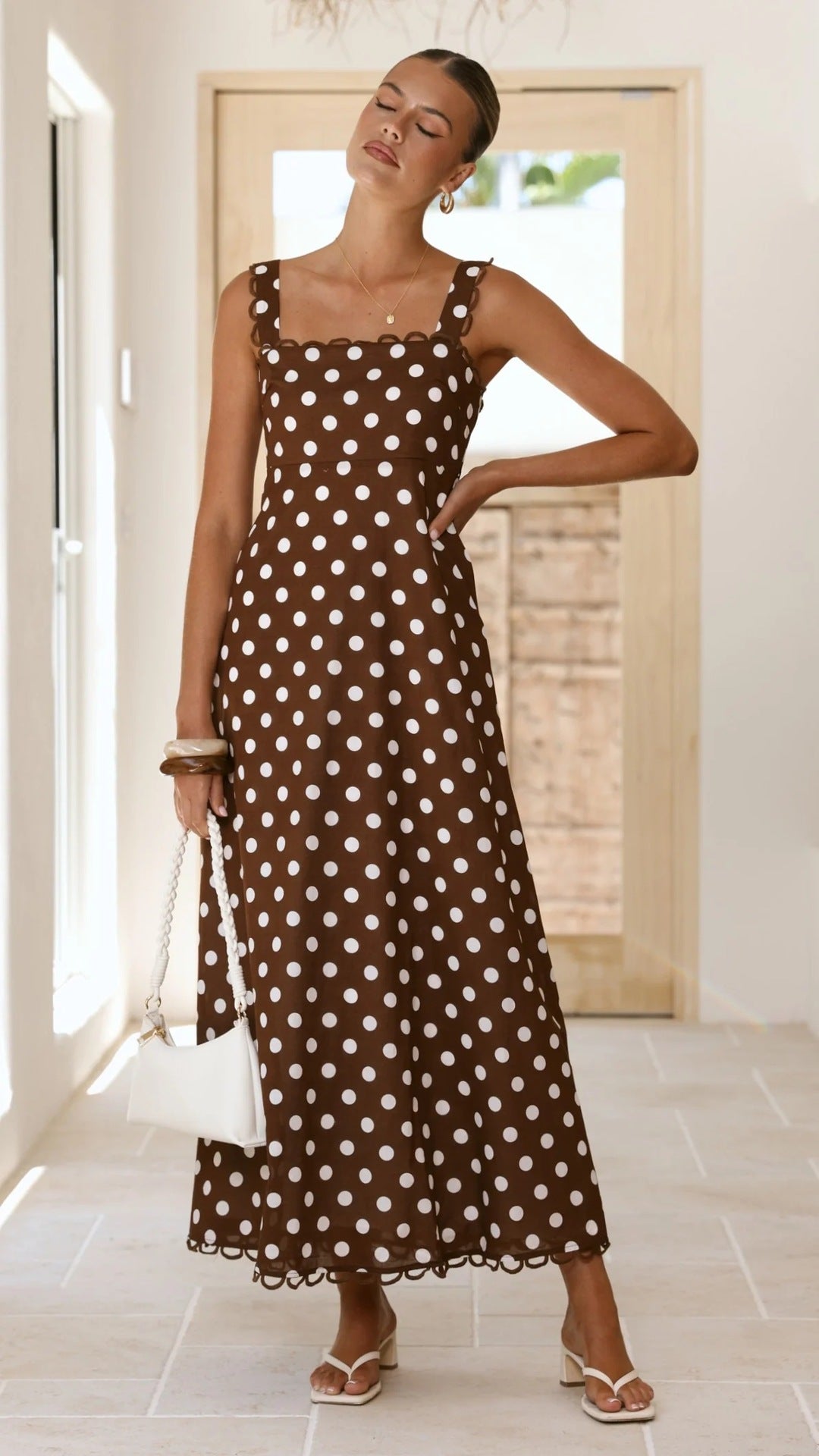 Summer Dress Polka Dot Print French a Hem Lace Dress