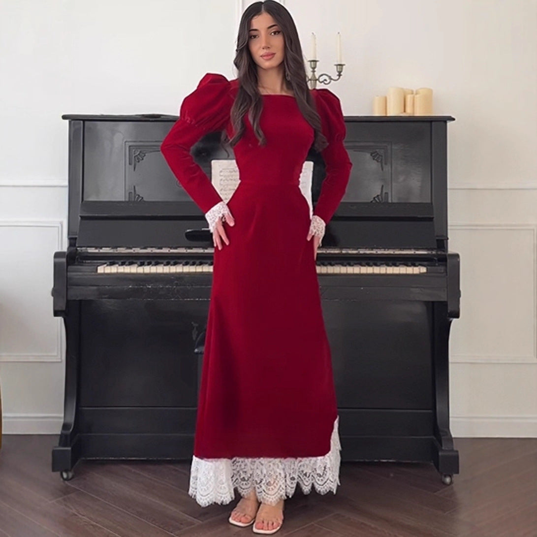 Fall Long Elegant Graceful Waist Dress