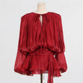 Puff Sleeve Lotus Leaf dress Early Spring Pleated Design Short Mesh Dress Women
