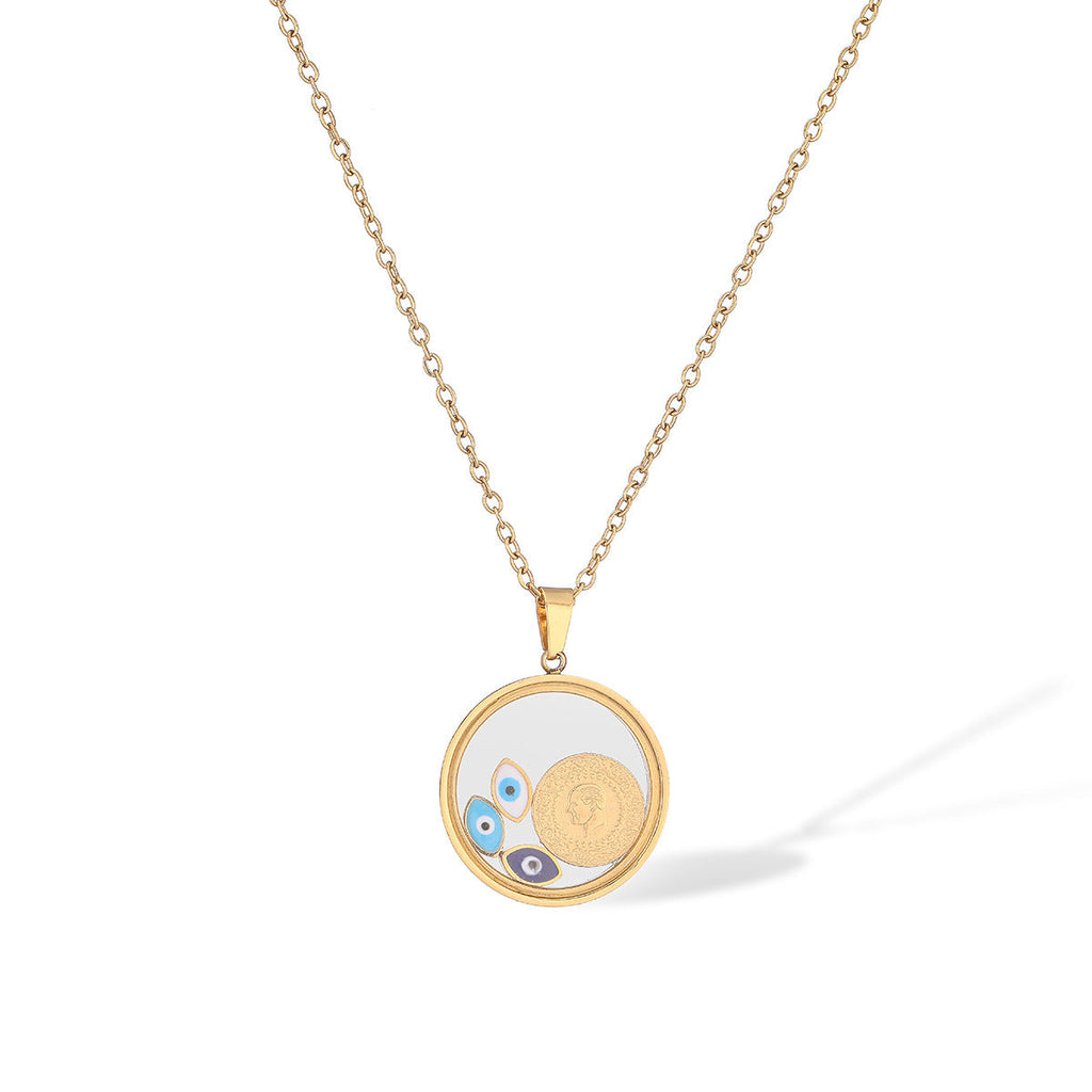Devil's Eye Geometric Pendant Necklace