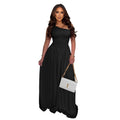 Women Wear Waist Controlled Backless Slim Fit Sloping Shoulder Dress