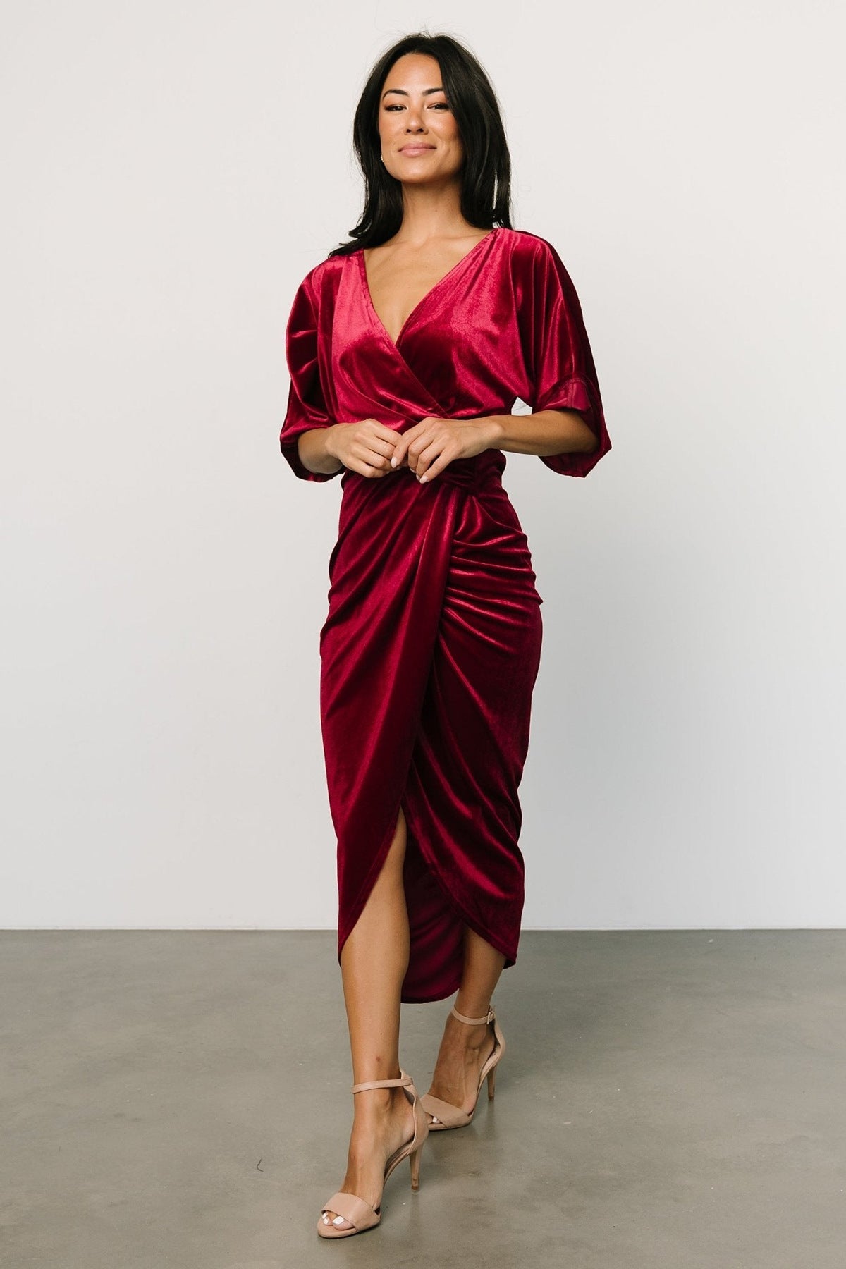 Pleuche Dress V neck Sexy Asymmetric Dress Evening Dress