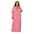 Women Clothing Striped Shirt Women Dress Split Dress French Dress