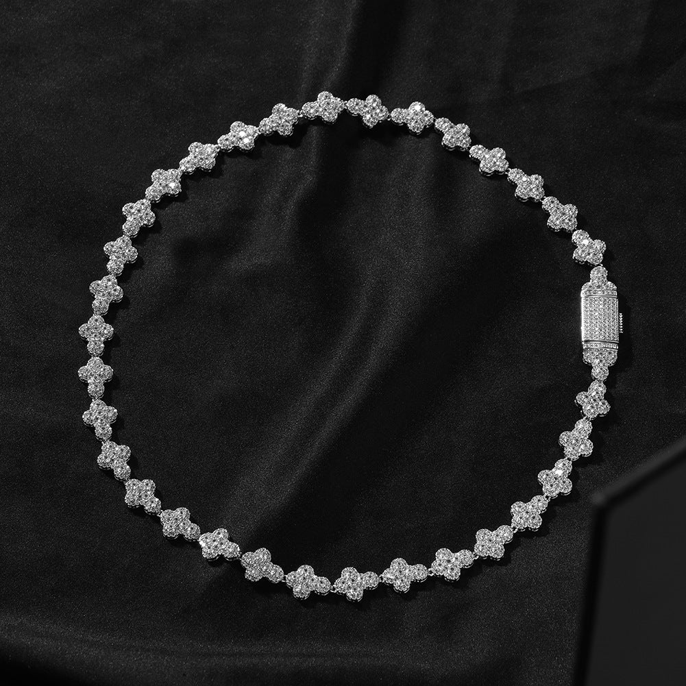 mens gold cross moissanite chain necklace