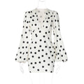 Polka Dot Printed Sexy Deep V Plunge neck Slim Fit Bell Sleeve Sheath Dress for Women