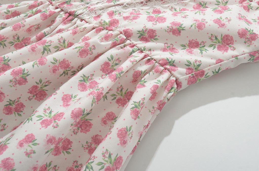 French girl floral suspender dress playful summer dress