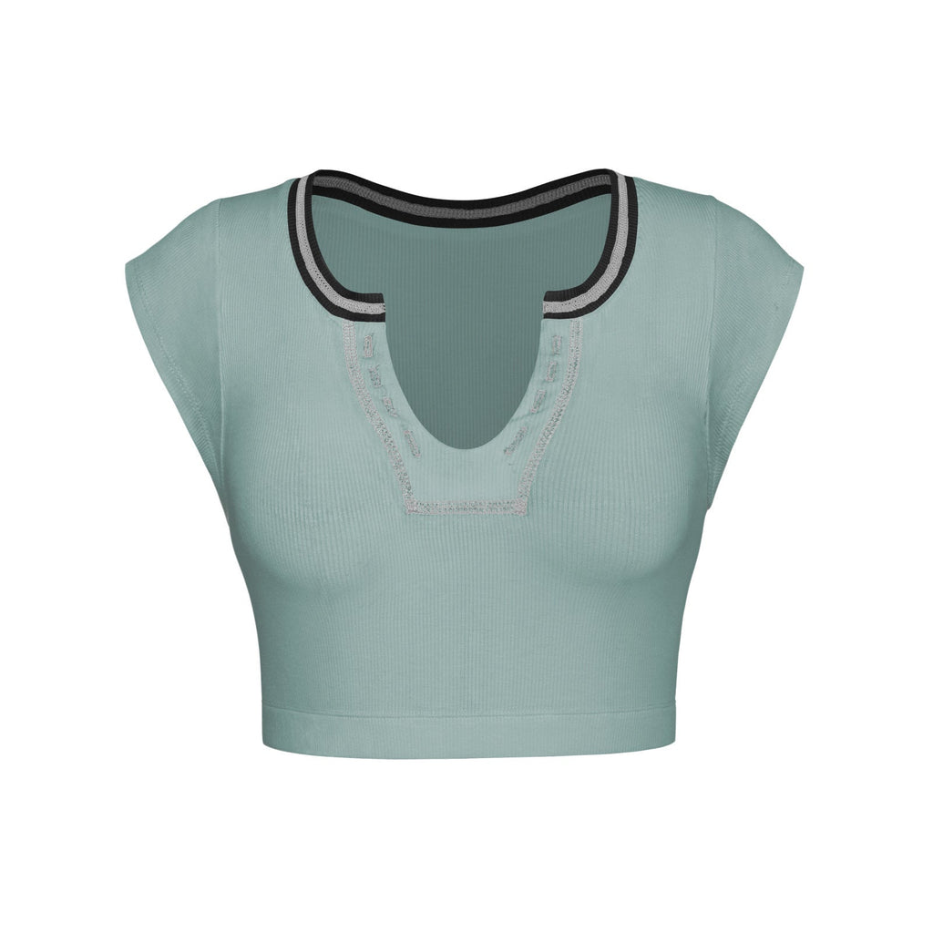 Slim Fit Ultra Short Sexy Spicy Girls Top Knitted Thread T-shirt