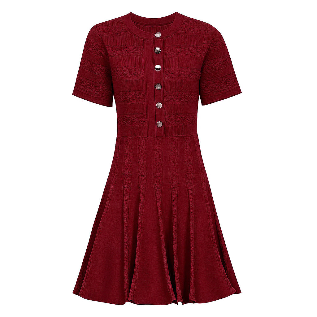 Summer Fashionable Knitted Heavy Industry Slim Fit Slimming Short Sleeve Dress for Women