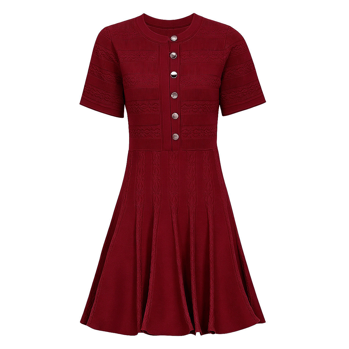 Summer Fashionable Knitted Heavy Industry Slim Fit Slimming Short Sleeve Dress for Women