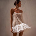 Arrival Party Dress Sexy Backless Dress Layered Tassel Mesh Sequin Cami Dress