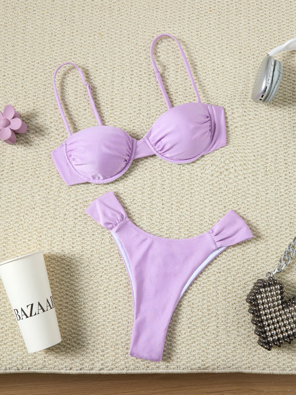 Bikini sexy solid color swimsuit women split swimsuit women bikini