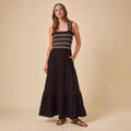 Women French Summer Vacation Smocking Braces Vest Stitching Dress Long