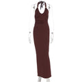 Women Clothing Summer Sexy V neck Slim Fit Tied Backless Sleeveless Dress
