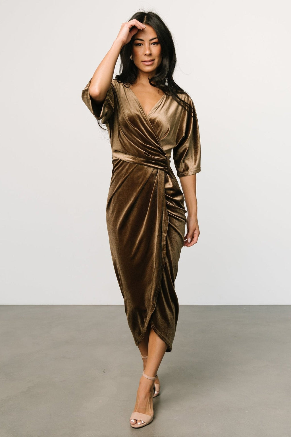 Pleuche Dress V neck Sexy Asymmetric Dress Evening Dress